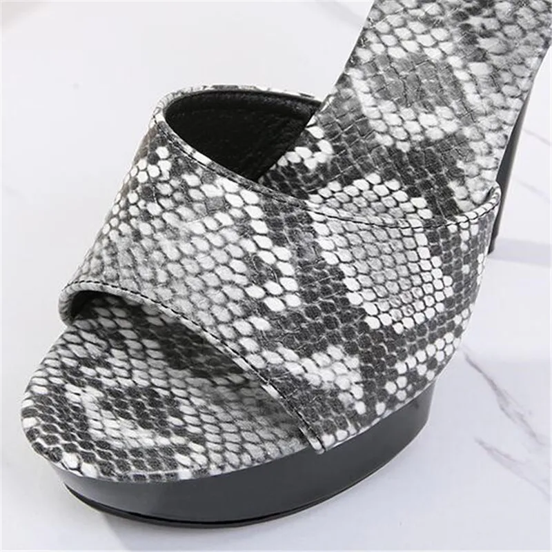 

2020 New Summer Sexy Women High Heels Snakeskin Sandals 13/15cm Fashion Stripper Shoes Party Pumps Shoes Women Platform Sandals