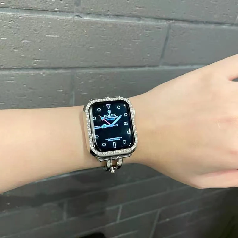 women bling bands for apple watch 6 5 4 SE 40mm 44mm band for iwatch 3 2 1 38mm 42mm Bracelet Stainless Steel Metal shiny strap