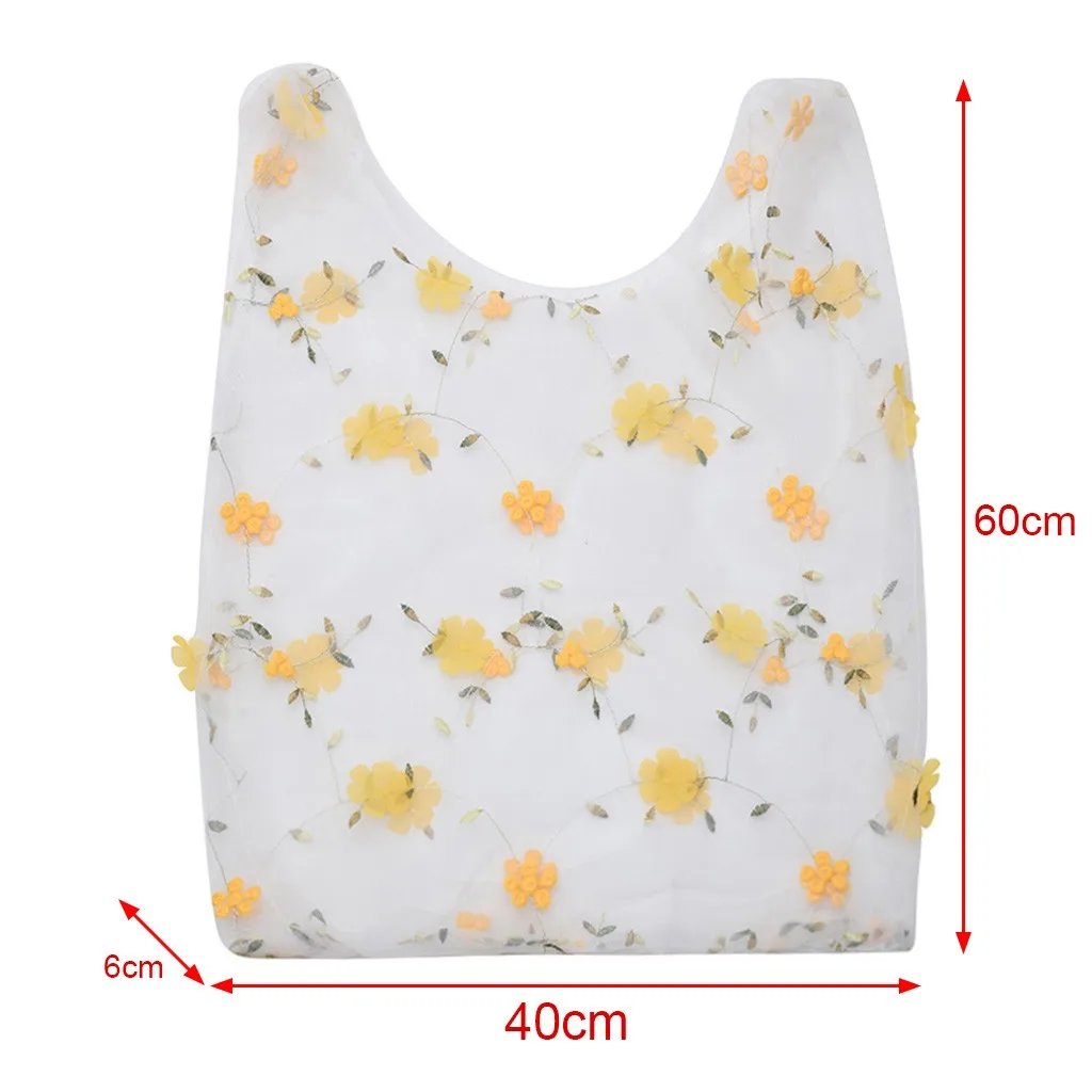 

2021New Embroidery Handbags Cute Mesh Shopping Bag Classic Shoulder Bag Girl's Totes Casual Sweet Ladies Handbag Female Bags