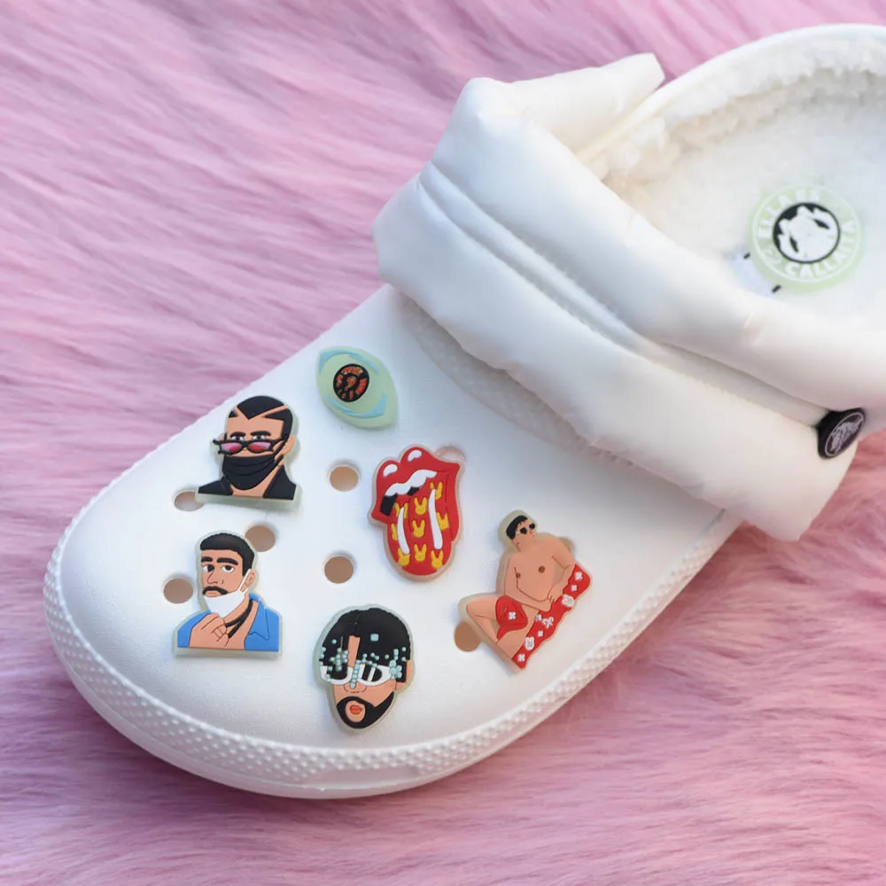 1pcs Luminous Bad Bunny Shoe Charms PVC Glow in the dark Croc Decoration for Clogs Sandals Wristband Accessories Christmas Gifts