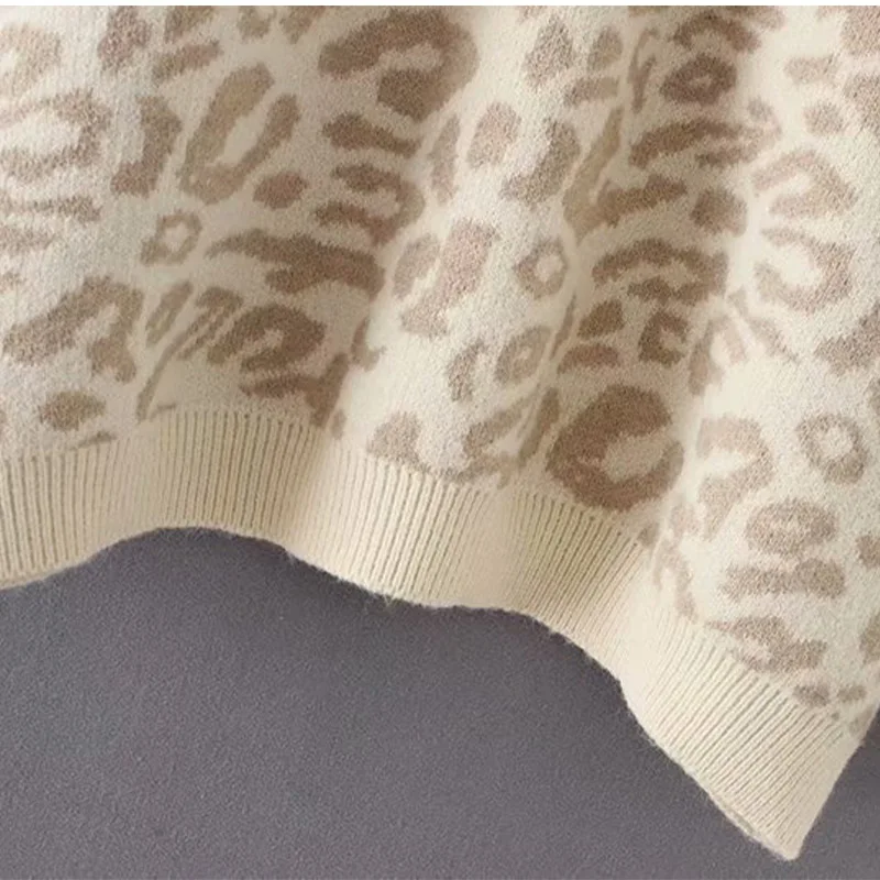 Леопардовый вязаный женский свитер пуловер зимний толстый с длинным рукавом 2020