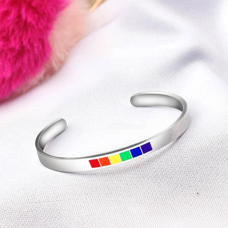 Браслеты Rainbow Love Pride для лесбиянок и геев эмалированный браслет из нержавеющей