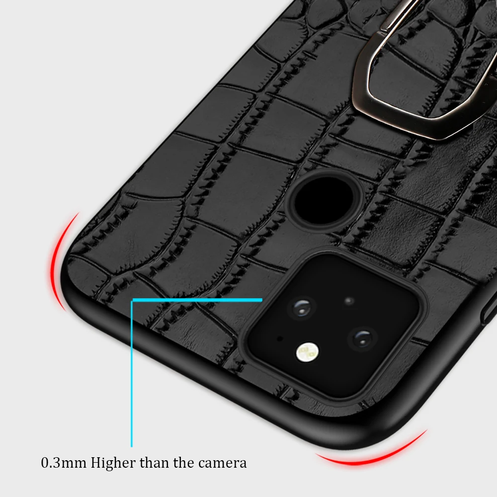 genuine leather phone case for google pixel 6 pro 5 4 4a 5a 5g crocodile texture magnetic kickstand ring holder armor back cover free global shipping