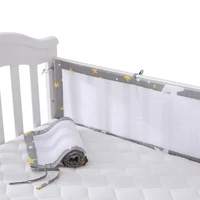 2pcsset breathable summer baby bedding bumper collision half around baby bumper crib set cotton printing mesh safety rails