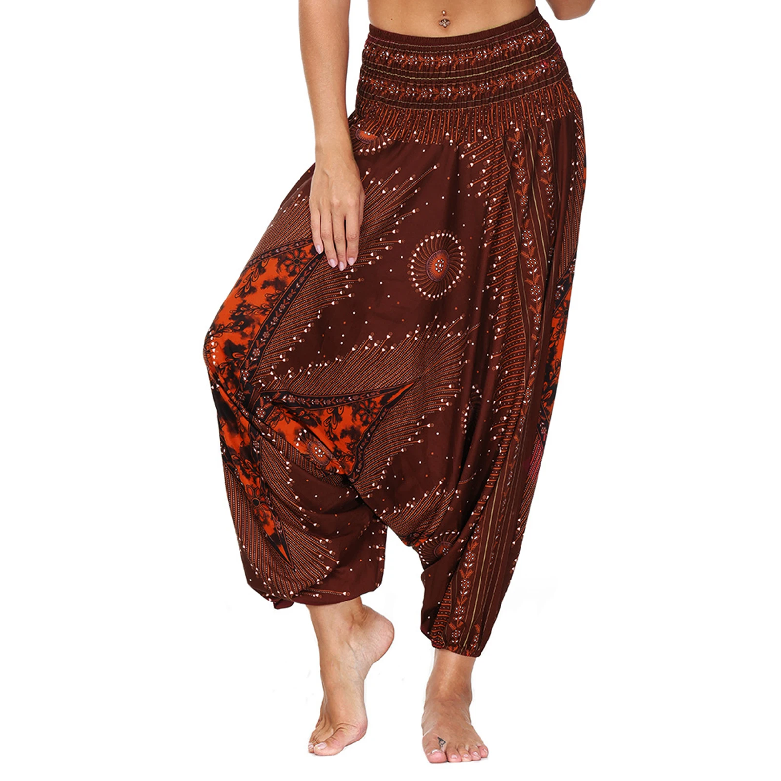 

Yoga Harem Pants Women's Low Waist Elastic High Waist Loose Hippie Bohemian Aladdin Pants Beach Pants Leisure Sports Pants