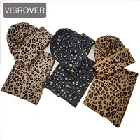 visrover%c2%a09 colorways one set unisex winter leoparskin wool beanies scarf unisex%c2%a0warm bonnet snood matched gift wholesales