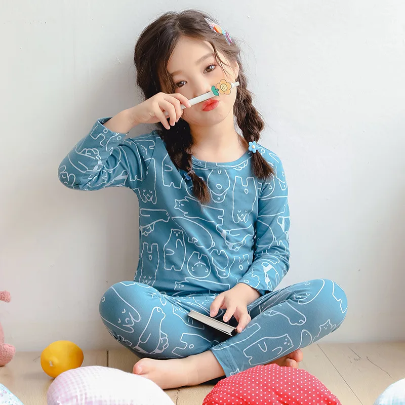 Осенняя детская одежда комплект детской одежды пижамный для мальчиков стильная