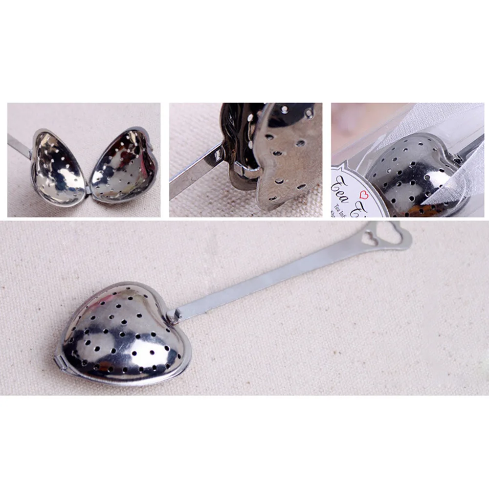 

1pcs Heart Shaped Tea Infuser Spoon Strainer Kitchen Gadget Tool Stainless Steel Steeper Handle Shower Tea Making Filter