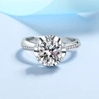 Женское Обручальное кольцо с муассанитом, кольцо из серебра 100% пробы с 3D цветком и бриллиантом, 1 карат, 2 карата