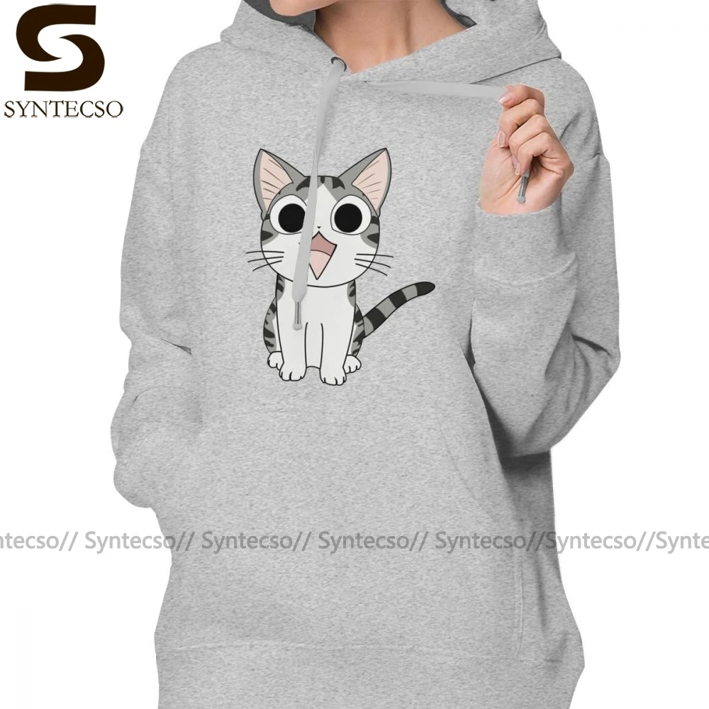Толстовка с японским котом худи рисунком кошки Chi The Cat хлопковые белые толстовки