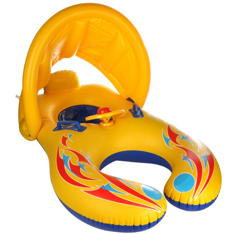 ПВХ надувное кольцо для купания мамы и ребенка двойное матери солнцезащитный