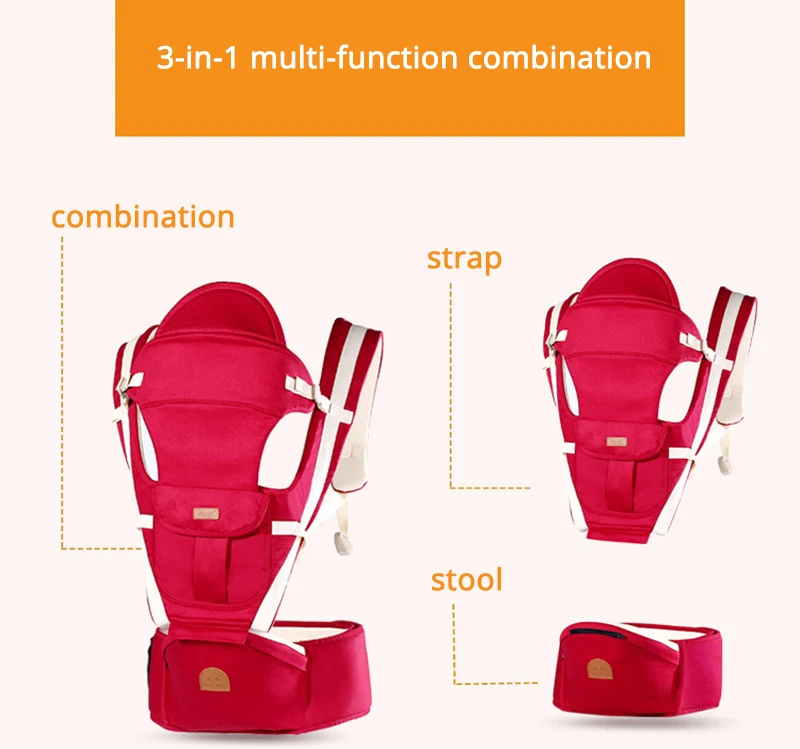 QINHU 0-48 м, эргономичный слинг для лица, обхват талии, красный, розовый, няня, мягкое сиденье, Детская слинг, обертывание для путешествий