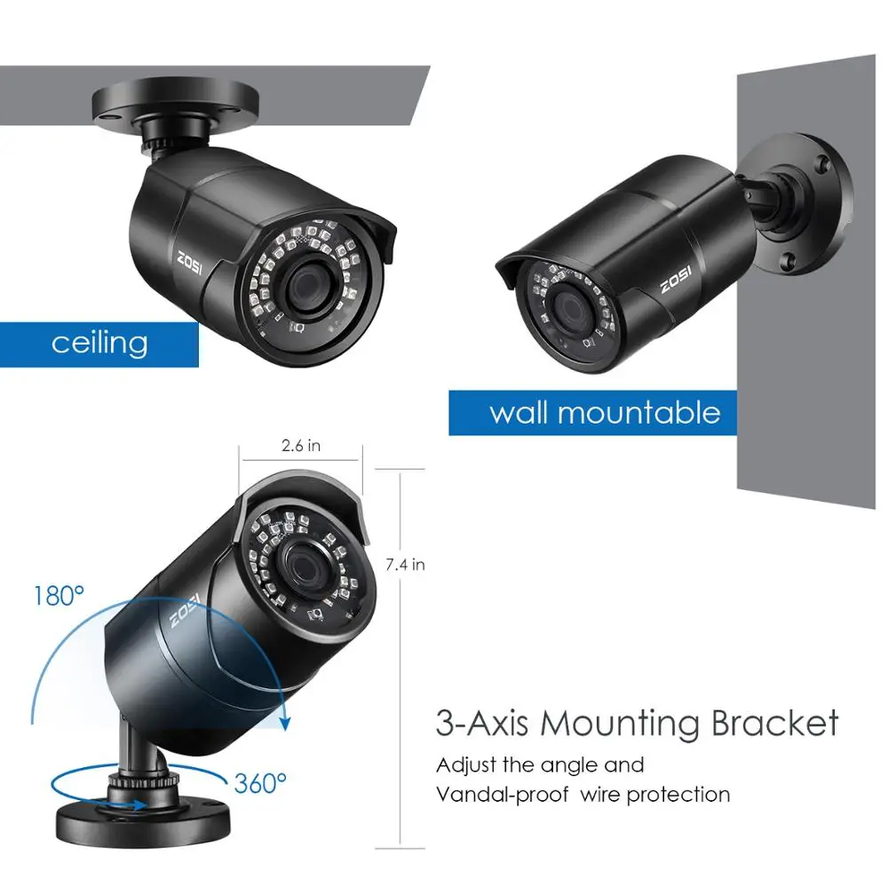 ZOSI 1080P 2MP 16 канальный CCTV система TVI рекордер DVR комплект пуля водонепроницаемый видео ИК фильтр ночного видения наружная камера