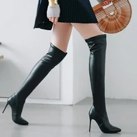 2021 womens over the knee boots pointed toe women thigh booties women shoes leather fashion female shoes thin heels woman botas