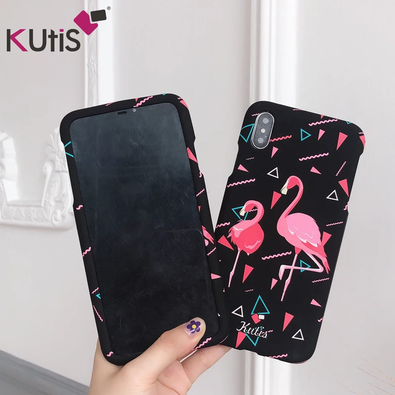 Белый Для iphone XS max чехол, 360 Защита передняя+ задняя матовая крышка coque для iphone 11 pro max 8 plus 7 6 X XS Фламинго Модный чехол - Цвет: Белый