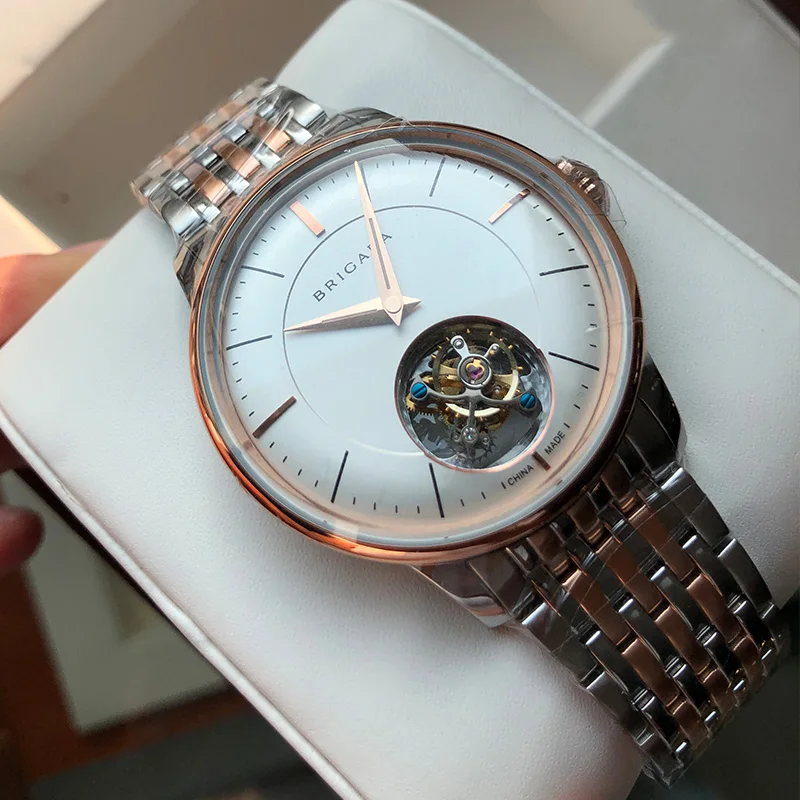 Лидирующий бренд Роскошные мужские часы Tourbillon Мужские сапфировые 3D изогнутое