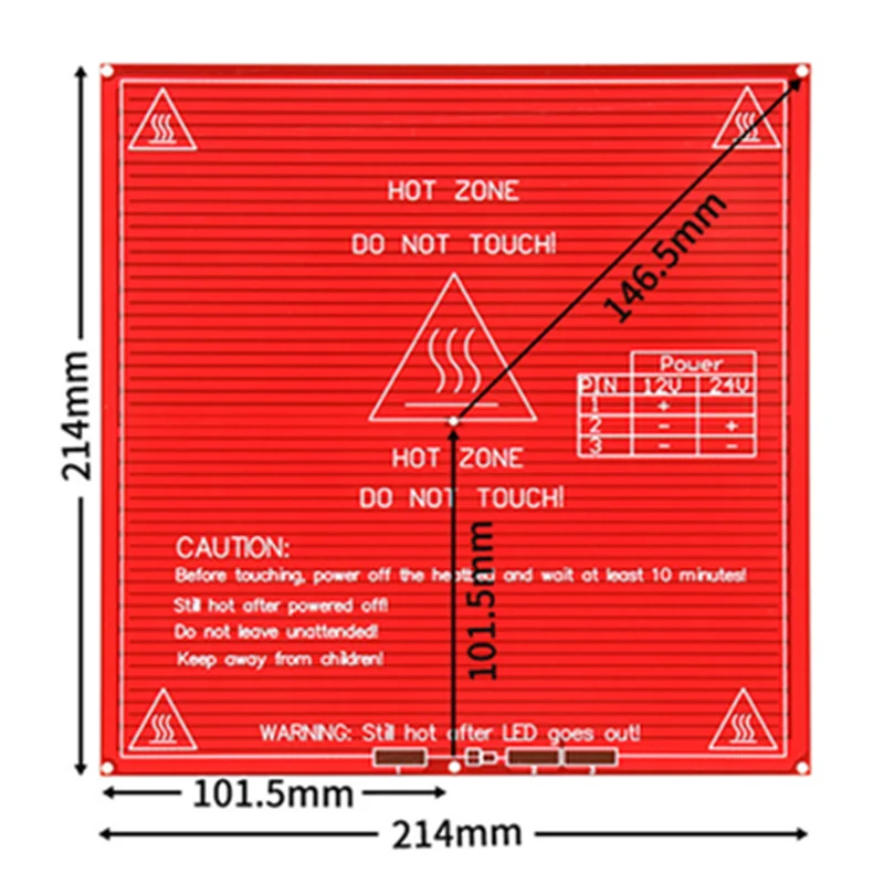 Обновленная Подогреваемая платформа MK2B 214 мм x тепловая PCB двойная 12 В 24 красная MK2