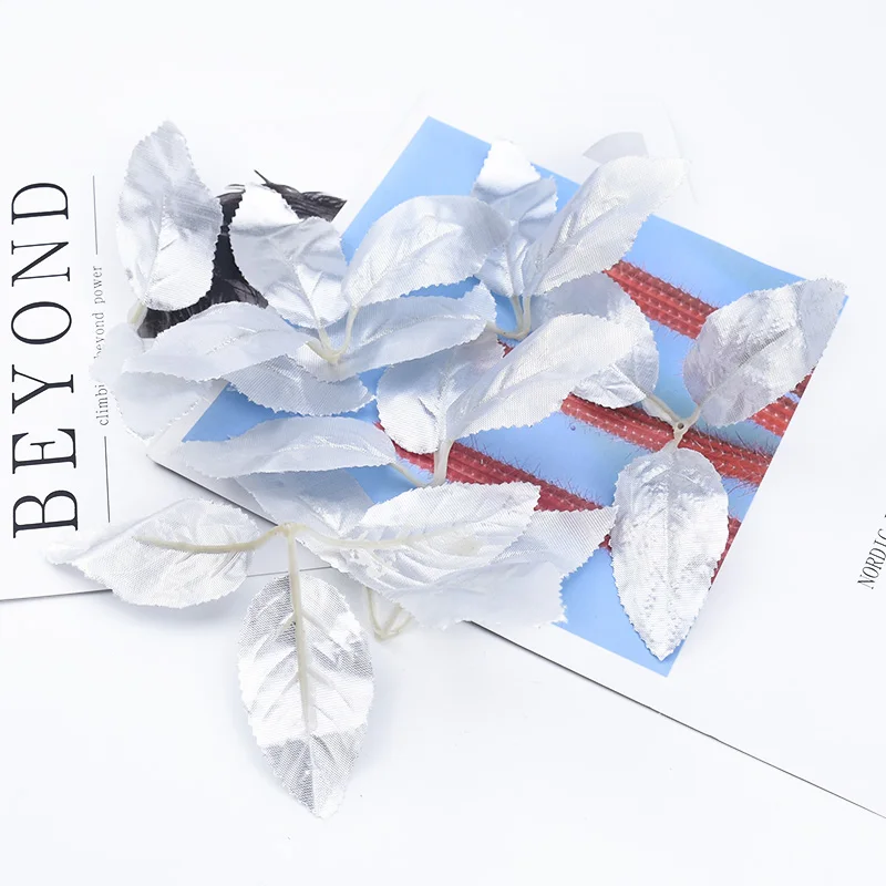 10 шт. золотые и серебряные листья рождественские украшения в виде листьев розы