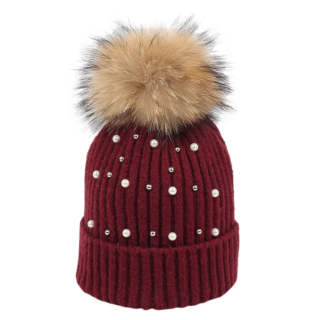 Шапка SAGACE женская вязаная шапка с помпоном для волос зимняя теплая кроличьим