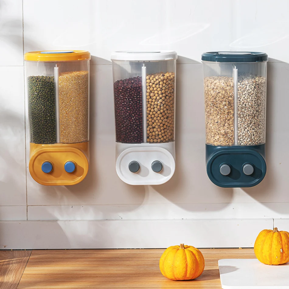 

2/4 /6 Grids Wall Mounted Food Storage Containter Seperated Compartment Design Grains, Rice, Bean,Or Sugar,Candy,Snacks
