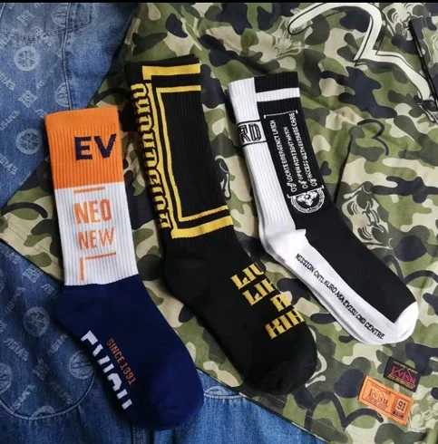 3 pairs 10 Бренд Evisu повседневные хлопковые мужские носки Модные дышащие теплые чулки спортивные мужские и женские парные носки - Цвет: 3 pairs 10