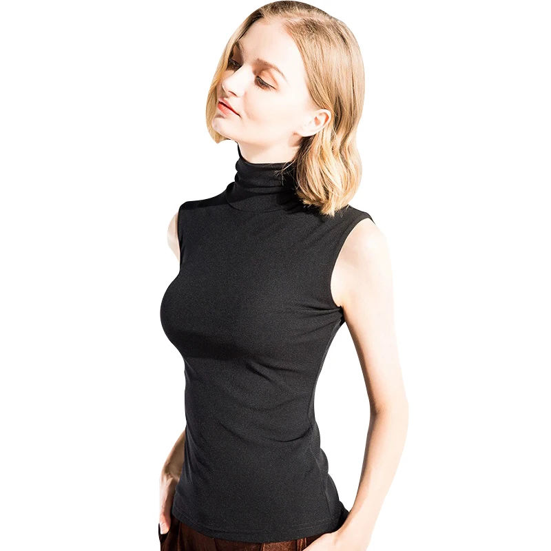 Женские футболки ACRMRAC весенние и осенние топы тонкая водолазка без рукавов