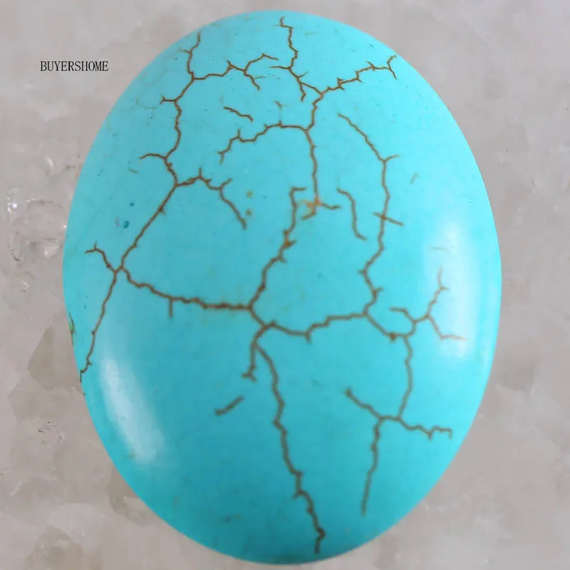 Green Turquoise 51 цвет 30x40 мм кабошон натуральный камень бусины для рукоделия ювелирных изделий Малахит содалит Lapis Fit ожерелье браслет серьги - Цвет: Green Turquoise