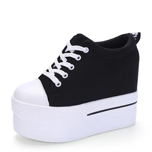 Кеды женские на танкетке, Вулканизированная подошва, повседневная обувь на платформе, на скрытом каблуке, увеличивающая рост, размер США 8