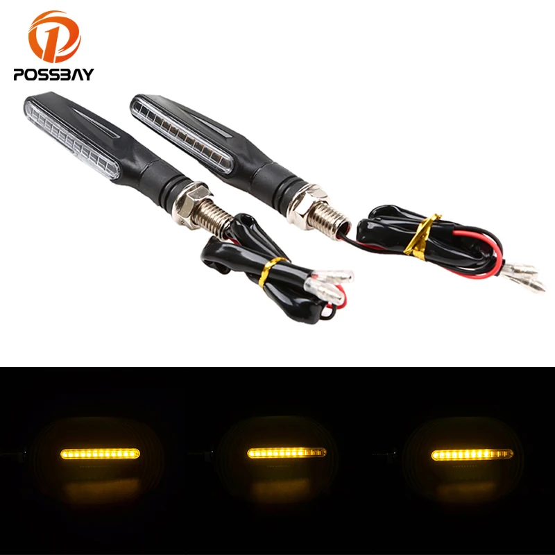 

2 Pcs Motorcycle Universal Turn Signal Lights Water Flowing Flasher Front/Rear Indicator Amber Lamp for Yamaha Kawasaki Parts