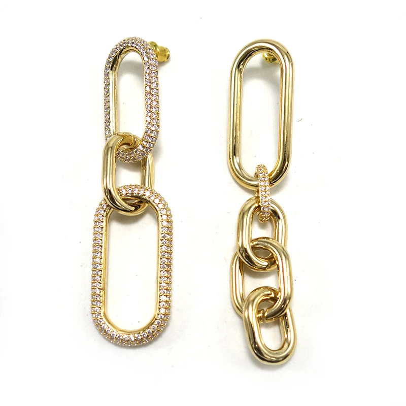 

Fashion street style Cuban Links Earrings For Women Wedding Party Cubic Zircon Dubai Bridal Earring Woman's gift