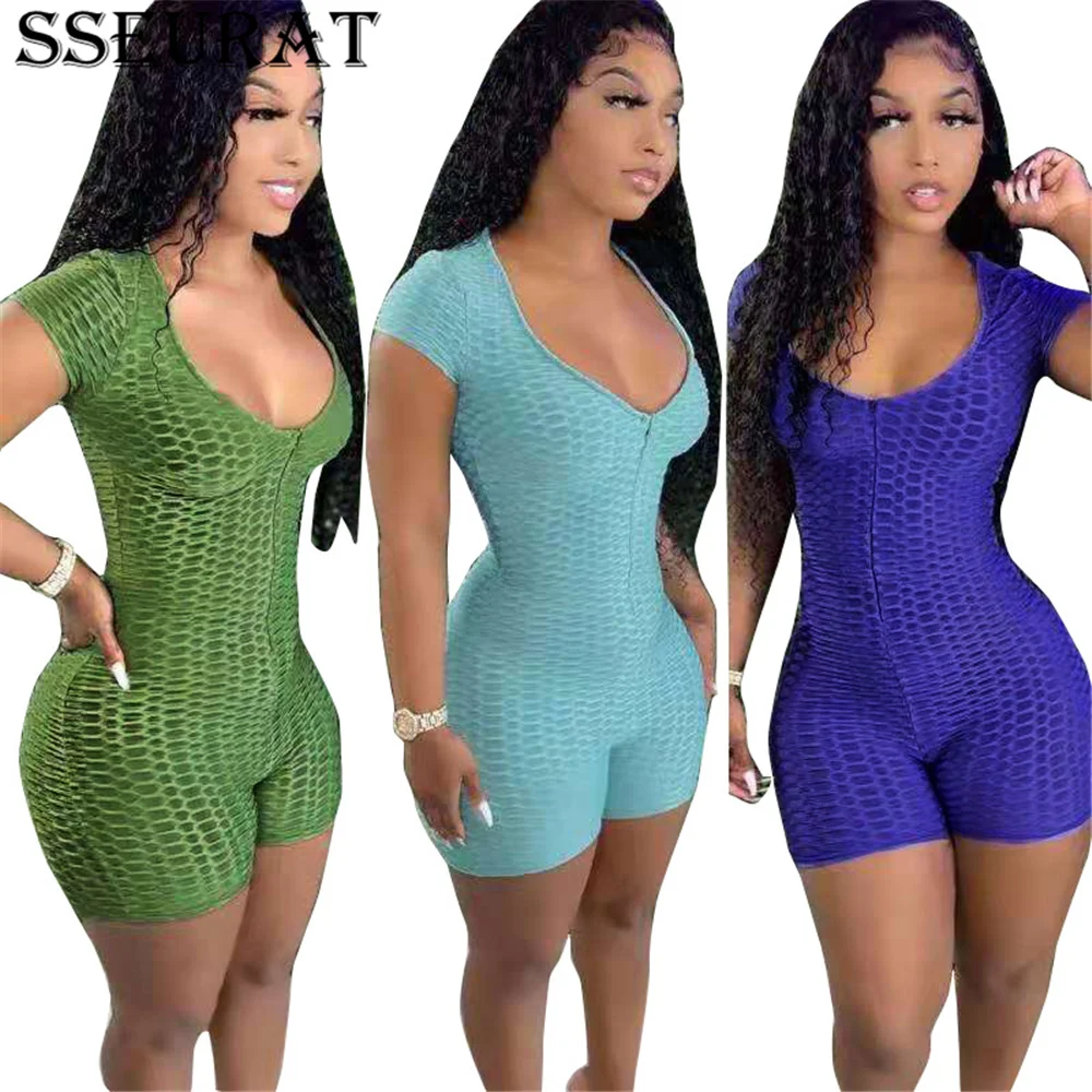 

Женский спортивный комбинезон SSEURAT, однотонный комбинезон с коротким рукавом, для мотоциклистов