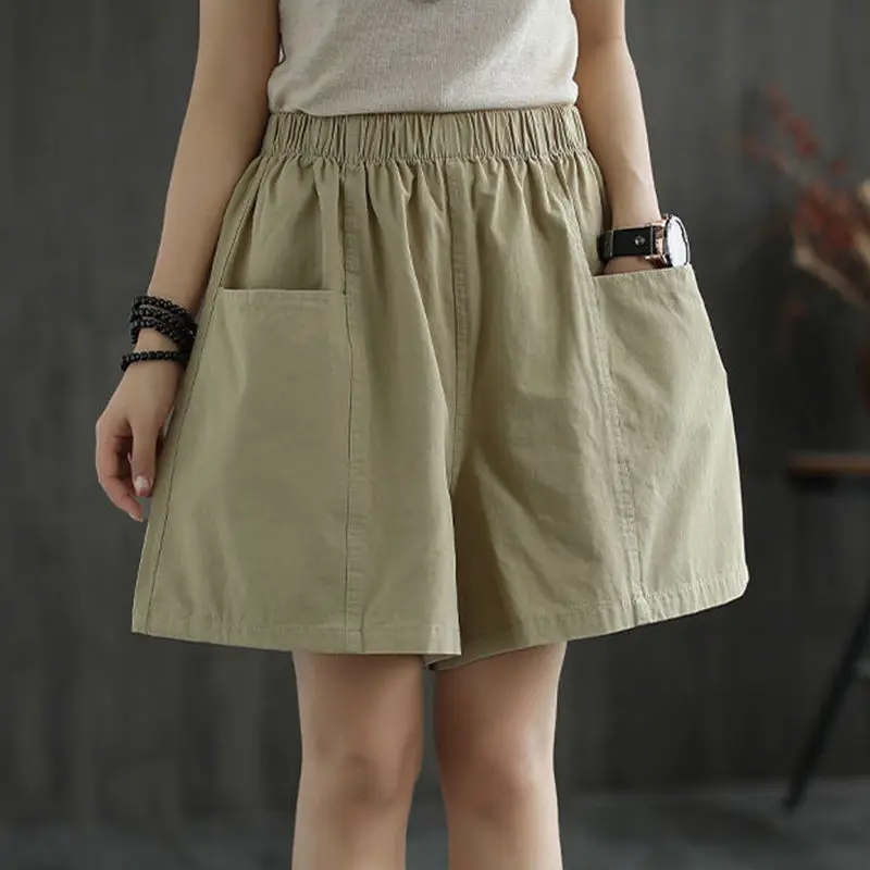 

Big size women's wear 200kg summer fat sister work wear shorts women's Korean version loose and slim leisure high waist pants
