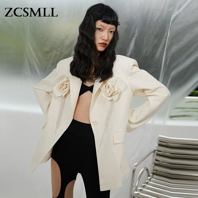 

ZCSMLL Patchwork Casual Blazers For Females Notched Long Sleeve Colorblock Slimming Blazer Women's 2021 Autumn New Clothes
