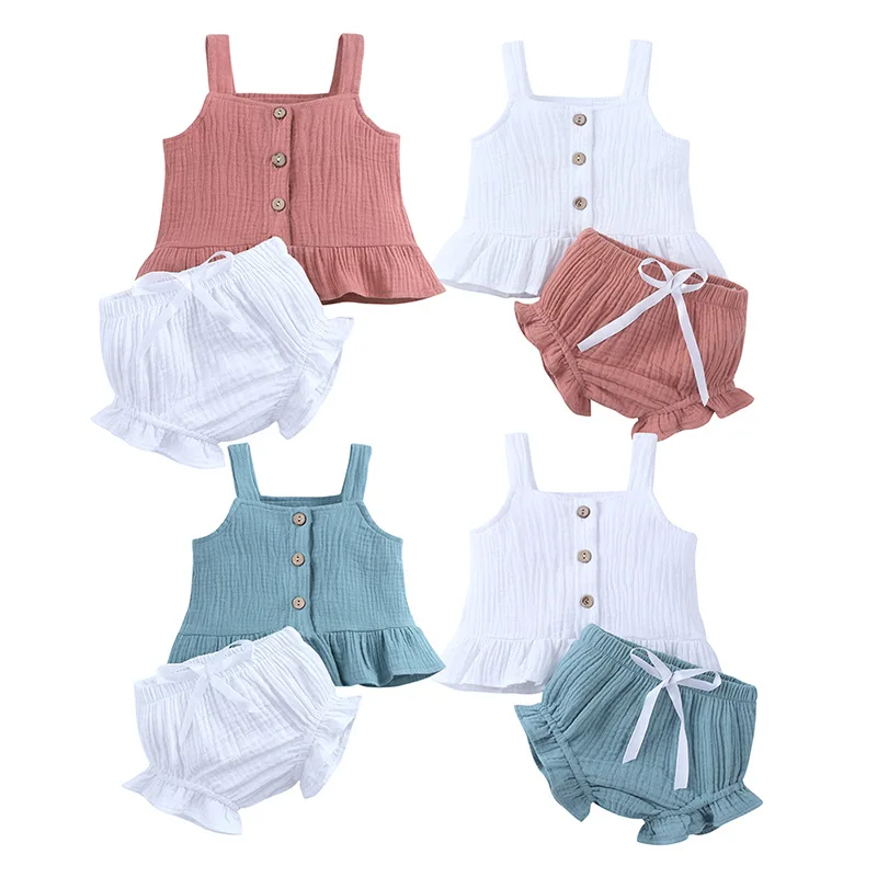 

Baby Girl Clothes Baby Girl Christmas Outfit 2pcs/Set suspender top + small shorts children's suit