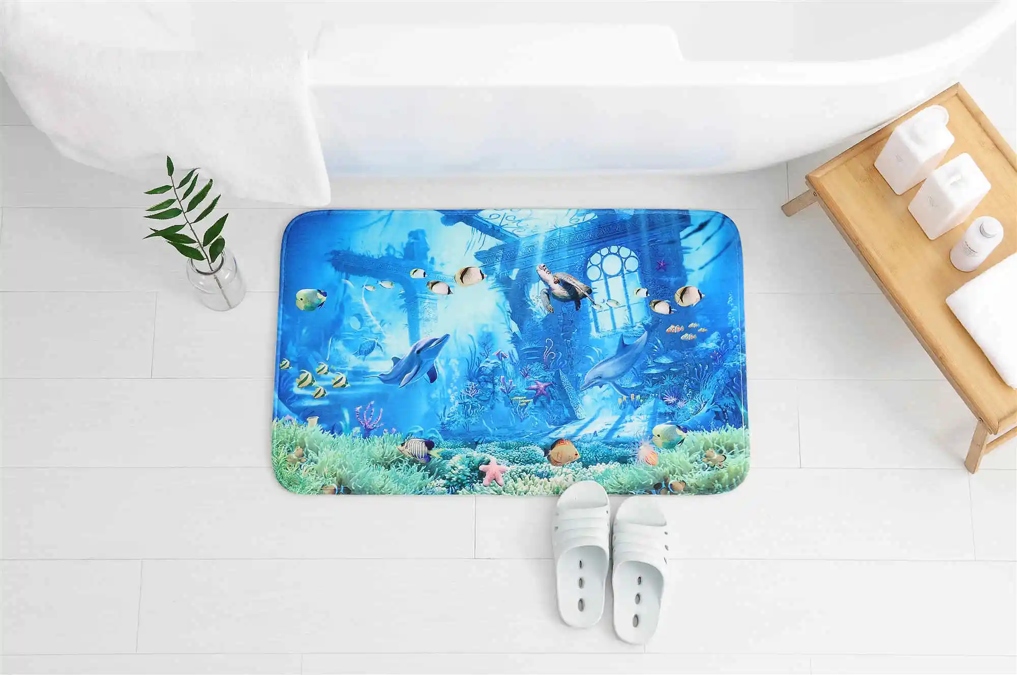 multi sizes mediterranean style bathroom carpets bath mat set thicken 3d printed bathroom floor carpets toilet rugs wc doormat free global shipping