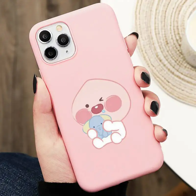 

CACAO Peach bear Phone Case Pink Silicone For Iphone 6 7 8 11 12 plus XR X XS SE2020 11/12PRO Max Cases