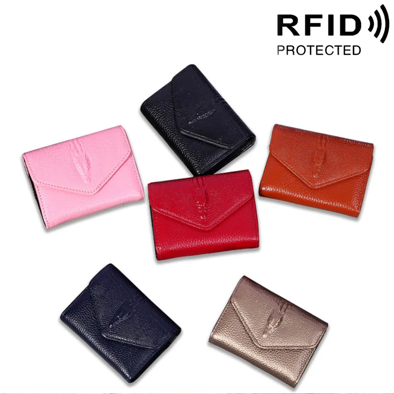 RFID кошелек из натуральной кожи с узором крокодиловая кожа несколько слотов