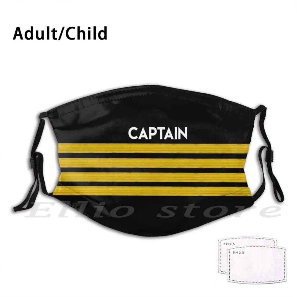 

Captain Stripes Washable Filter Mask Warm Scarf Mask Epaulettes Aviation Stripes Captain Pilot Plane Airbus Airplane Airplane