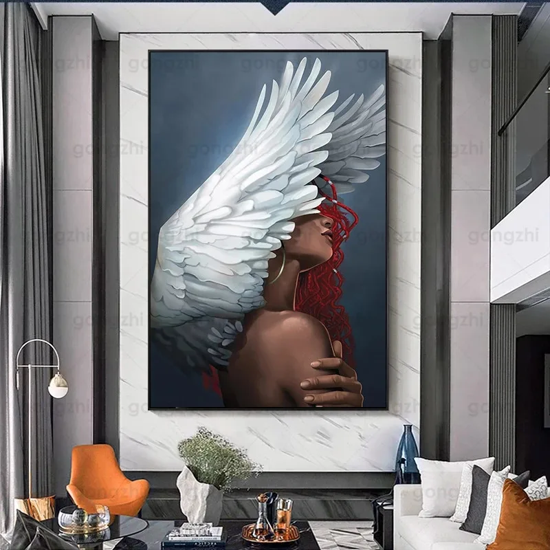 Современная Художественная Картина на холсте черная красота Крыло ангела