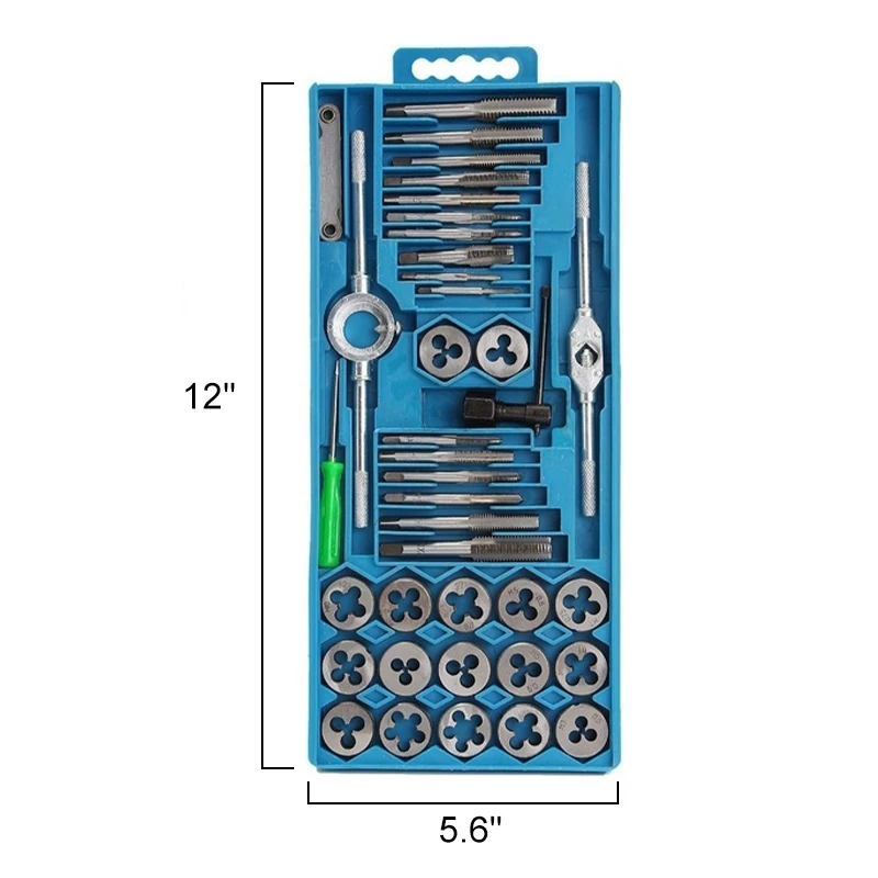 

40Pcs Metric Wrench Tap And Die Set Tap Drill Bits Tap Wrench Threading Tools For Metalworking HardBox Alloy Steel