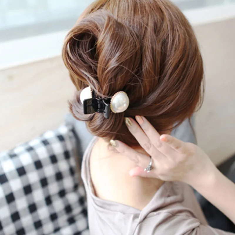 Женские заколки для волос с большим жемчугом инкрустированные золотистыми