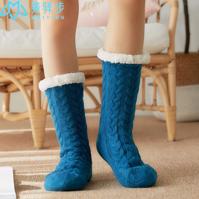 1 Pair Autumn and Winter Thickened Velvet Floor Socks Household Slipper Socks Warm Sleep Carpet Stocking for Winter