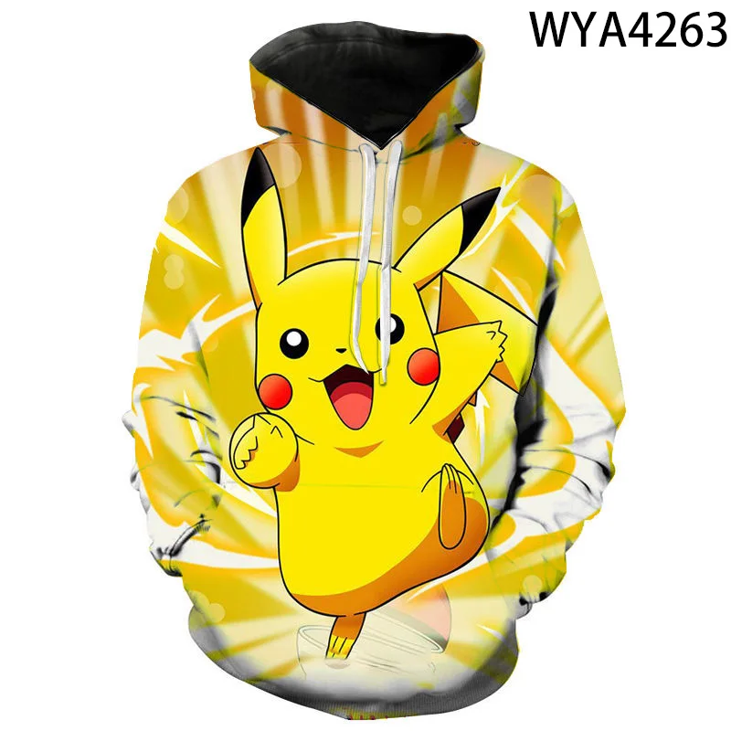 

Spring And Autumn 3D Printing Cartoon Hoodie Fashion Pokemon Kids Sweatshirt Anime Pullover Plus Size Coat