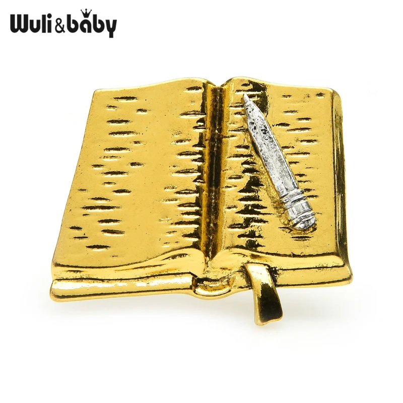 Wuli & baby винтажные броши для ручек и книг женщин металлическая записная книжка