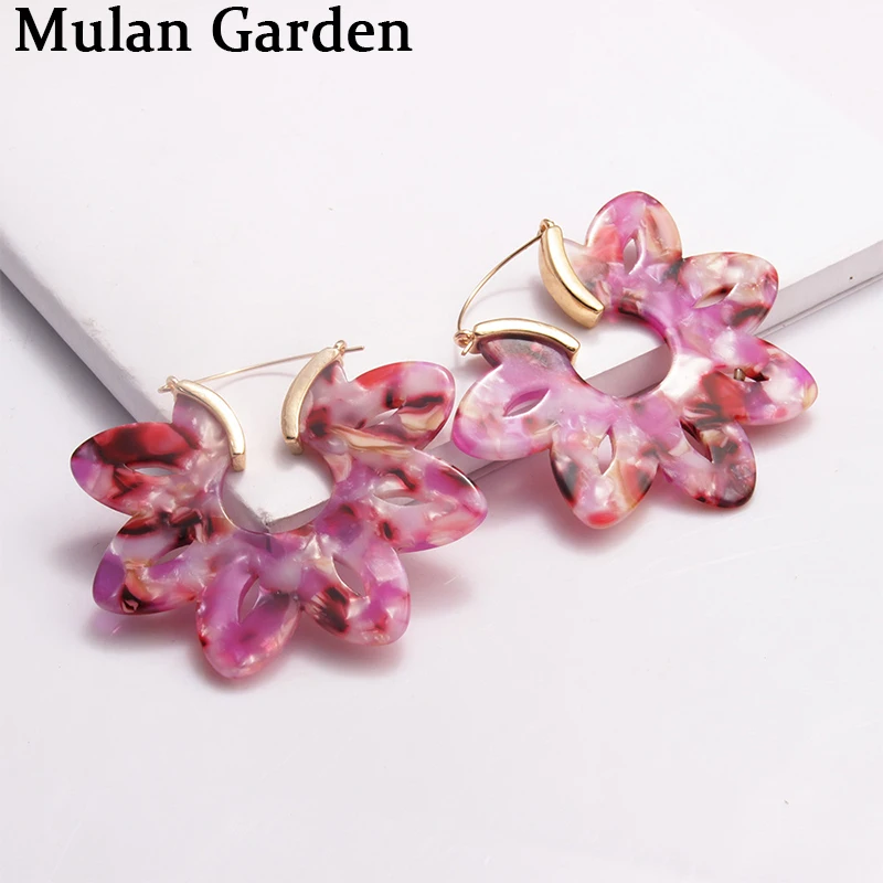 Новые акриловые серьги M &amp G с полыми цветами для женщин ацетатные полимерные