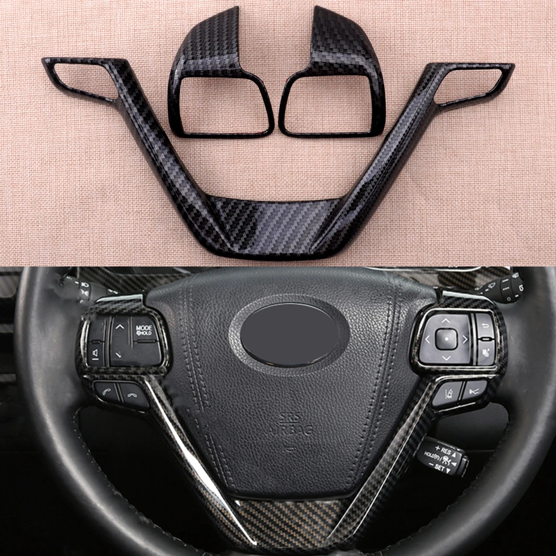 

1 комплект Стильная рамка рулевого колеса из углеродного волокна для Toyota Highlander Kluger 2014 2015 2016 2017 2018 2019