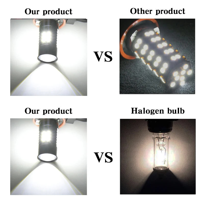 

2x H8 H11 Led Fog Lights Bulb HB4 9006 Canbus No Error Car Driving Running Lamp Auto Leds Light 3030SMD 1200LM 6000K White