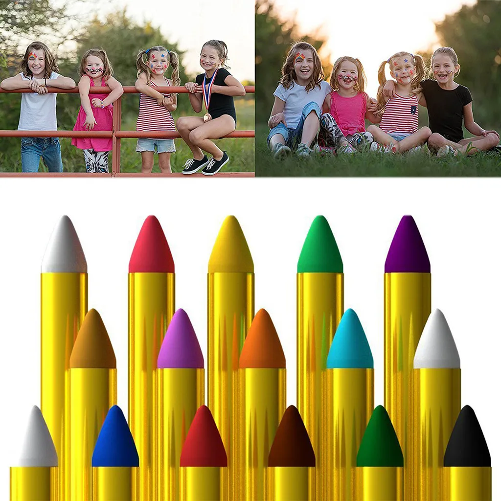 16 шт. Безопасный и нетоксичный карандаш игрушки живопись для лица тела мелки