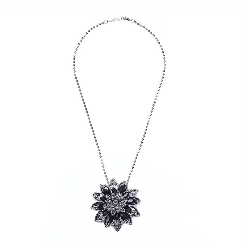 small flower Morkopela, черный Dahlia, ожерелье, Ретро стиль, цветок, подвеска, булавки для женщин, для банкета, Кристальные ожерелья, ювелирные изделия - Окраска металла: small flower
