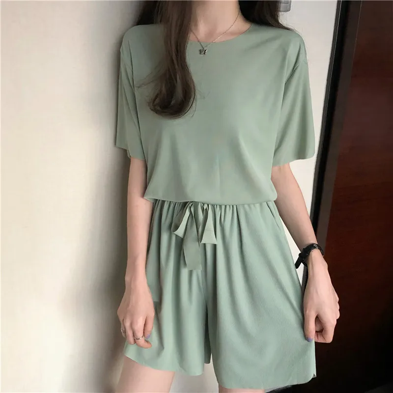 Пижамный комплект Женский однотонный свободная повседневная домашняя одежда